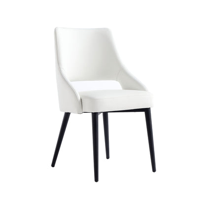 Tremont Dining Chair with steel frame in white upholstery, black metal legs by HouseOfZazla on Tampa Home & Garden Store