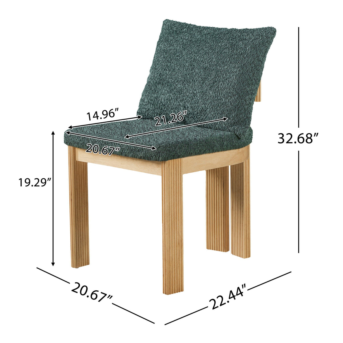 Boucle upholstered dining chair set of 2 with rubber wood frame in blue by HouseOfZazla on Tampa Home & Garden Store