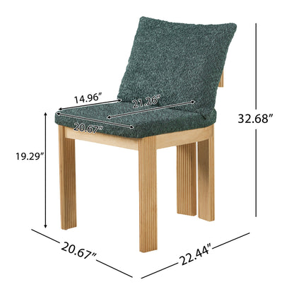 Boucle upholstered dining chair set of 2 with rubber wood frame in blue by HouseOfZazla on Tampa Home & Garden Store