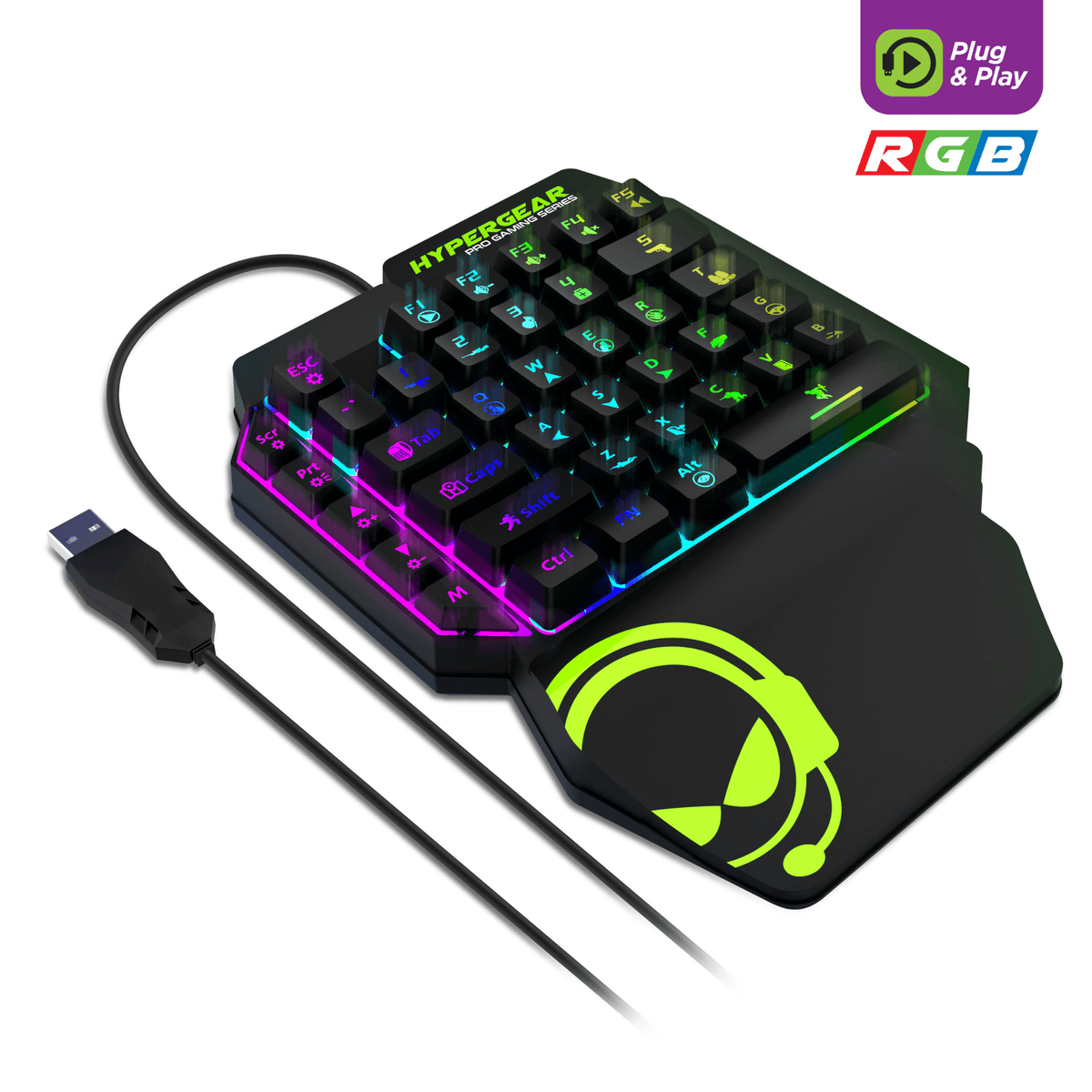 KeyVictory One-Handed Gaming Keypad with RGB backlit keys and wired USB connection on Tampa Home & Garden Store