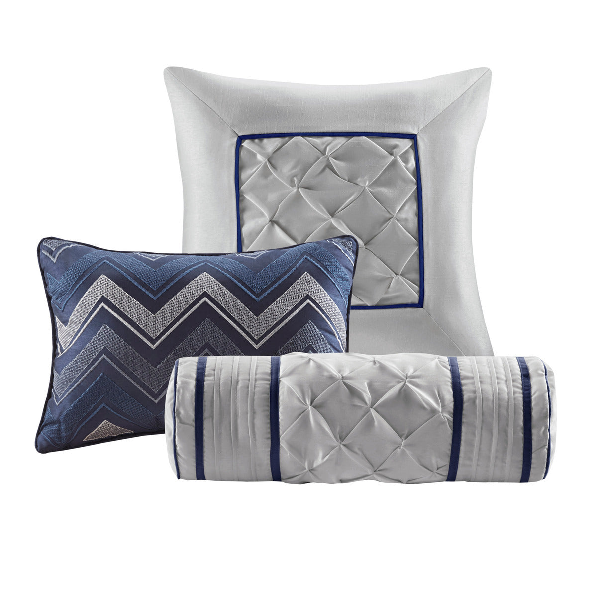 Navy King Size 7 Piece Tufted Comforter Set