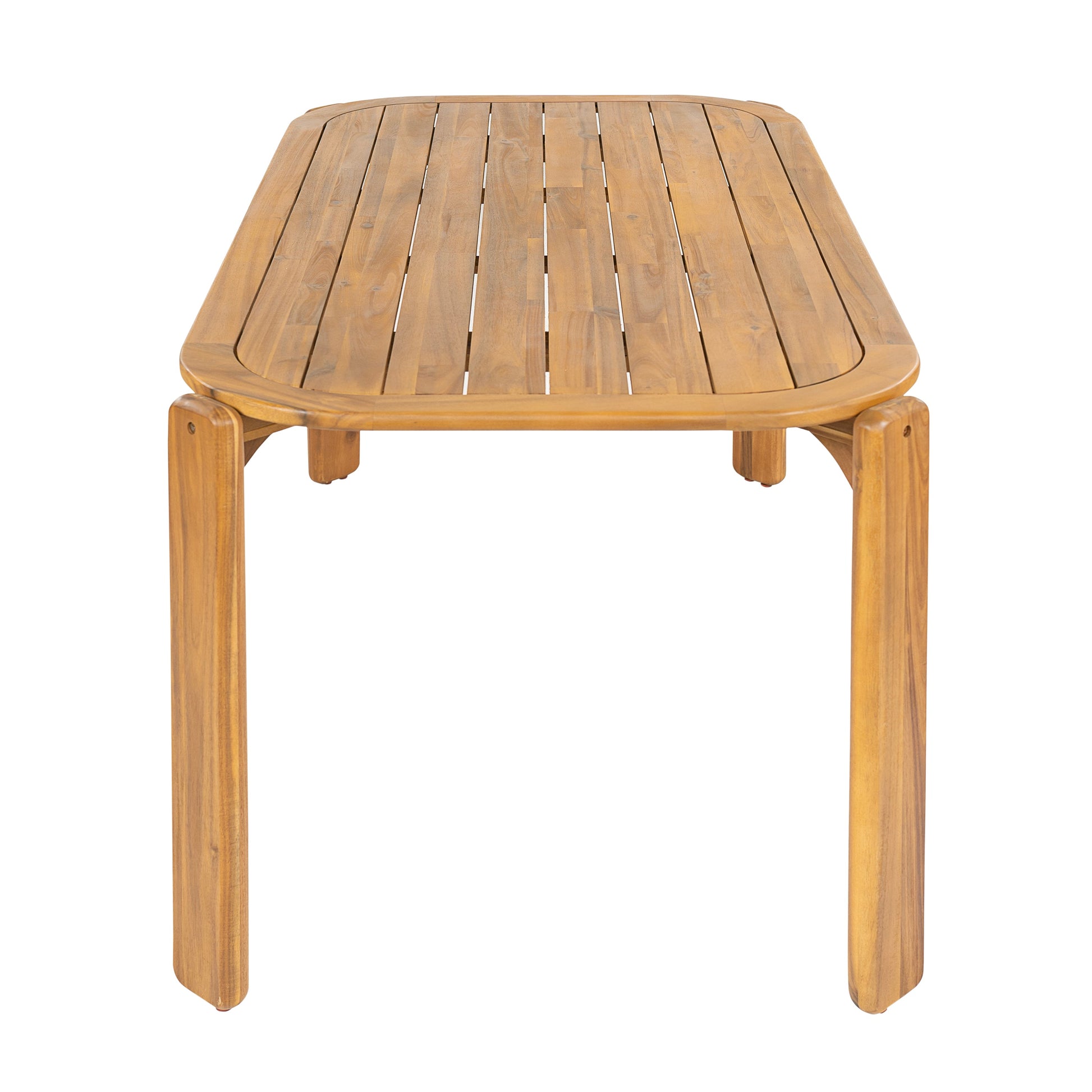 Kaja Outdoor Acacia Wood Dining Table, teak finish with slat design on Tampa Home & Garden Store
