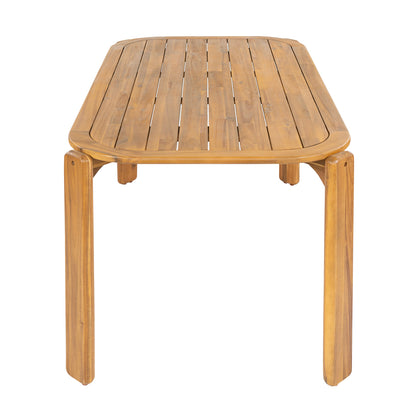 Kaja Outdoor Acacia Wood Dining Table, teak finish with slat design on Tampa Home & Garden Store
