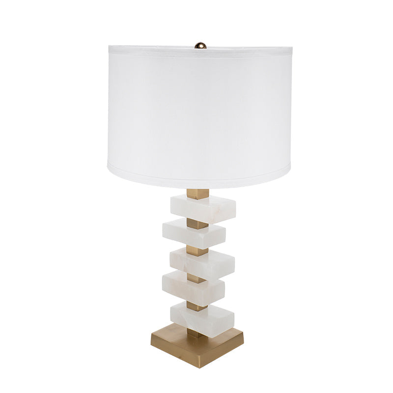 Table lamp white and gold alabaster slab with stacked blocks and gold base HouseOfZazla on Tampa Home & Garden Store