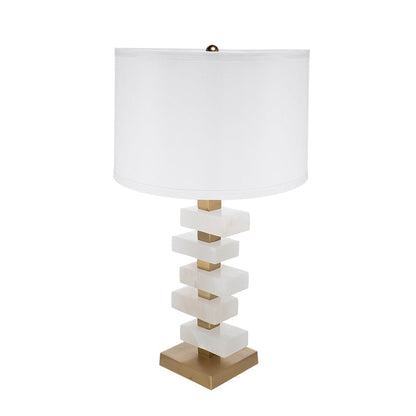 Table lamp white and gold alabaster slab with stacked blocks and gold base HouseOfZazla on Tampa Home & Garden Store