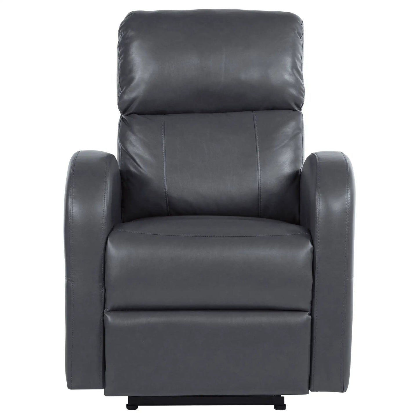 Meglia Power Recliner Chair in dark gray leather with padded back and arms on Tampa Home & Garden Store