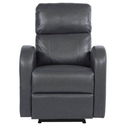 Meglia Power Recliner Chair in dark gray leather with padded back and arms on Tampa Home & Garden Store
