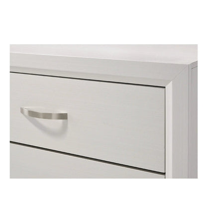 Nightstand 2 Drawers Handles for Bedroom White