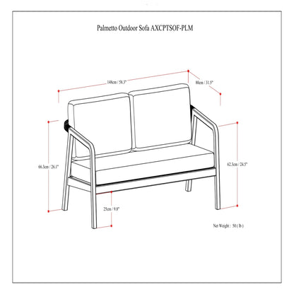 Palmetto Outdoor Sofa and Acacia Wood Gray