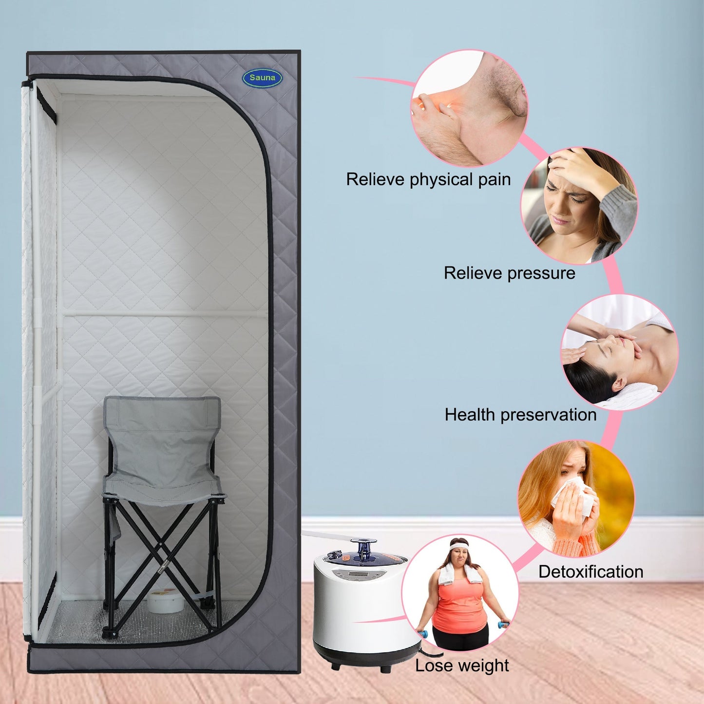 Portable Grey Steam Sauna and Fast Heating