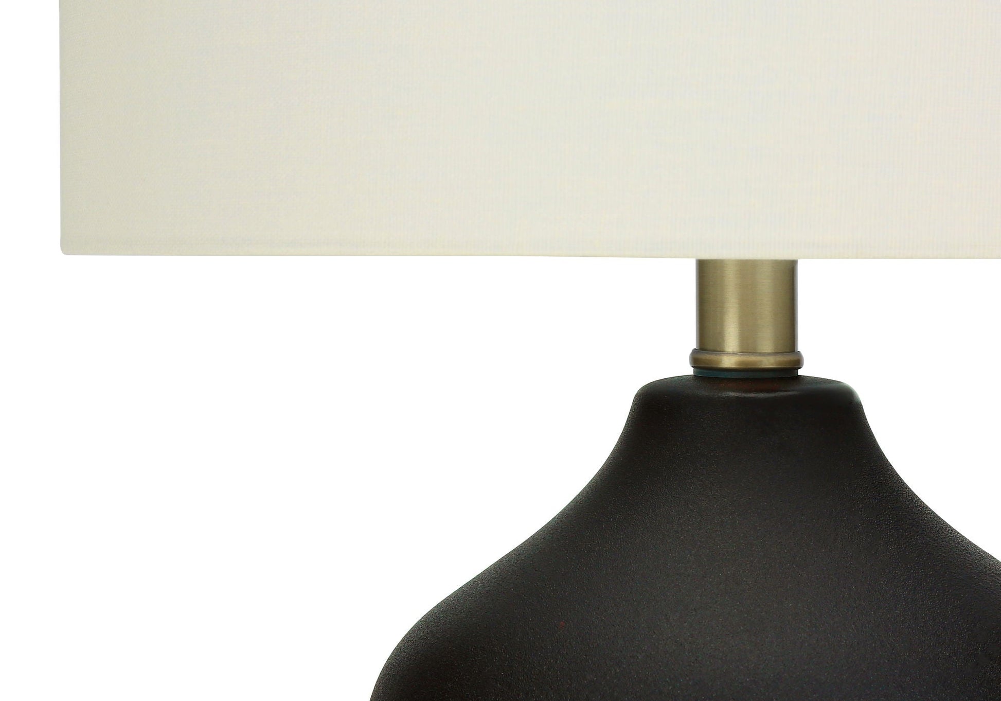 Table lamp ceramic in black with brass neck and cream fabric shade by HouseOfZazla on Tampa Home & Garden Store