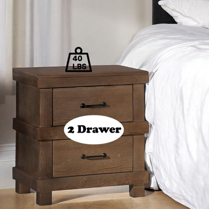 Adams Antique Oak Nightstand by HouseOfZazla, 2-drawer accent table in oak finish on Tampa Home & Garden Store