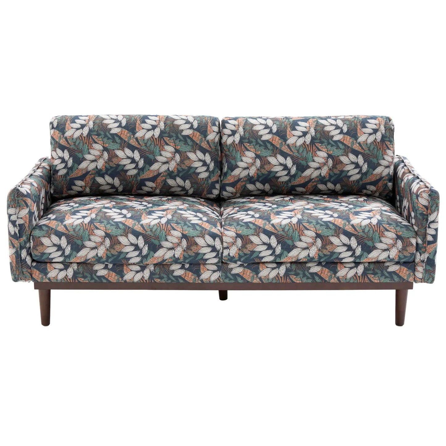 2 Seater Loveseat Sofa with spacious teal leaf-print upholstery by Unique Piece Furniture on Tampa Home & Garden Store