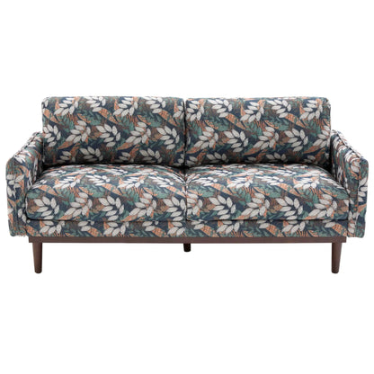 2 Seater Loveseat Sofa with spacious teal leaf-print upholstery by Unique Piece Furniture on Tampa Home & Garden Store