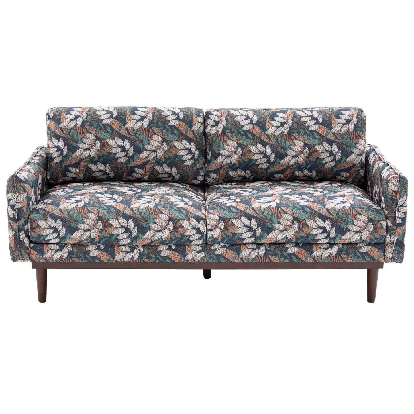 2 Seater Loveseat Sofa with spacious seating, botanical leaf print in teal and orange on Tampa Home & Garden Store