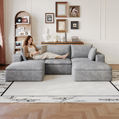Grey Modular Cloud Sofa With Corduroy Cushions