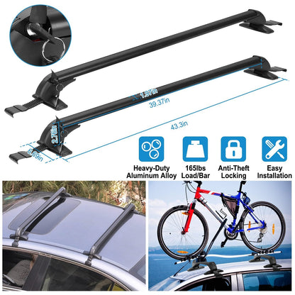 GemGear 2pc car roof rack cross bars 43in with anti-theft locks, heavy-duty aluminum alloy, adjustable clamps on Tampa Home & Garden Store