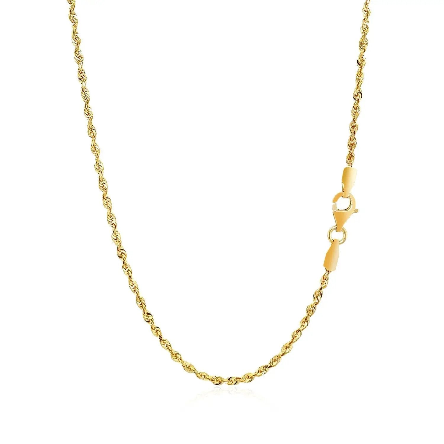 2.0mm 14k yellow gold solid diamond-cut rope chain necklace by Bids.com with lobster clasp on Tampa Home & Garden Store