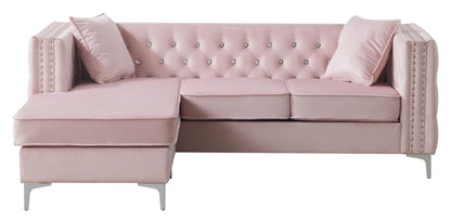 Paige Sofa Chaise and Elegant Tufted Steel Legs