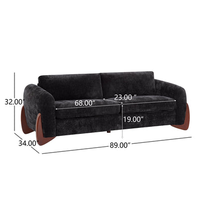 Chenille Sofa with Wooden Legs for a Modern Home