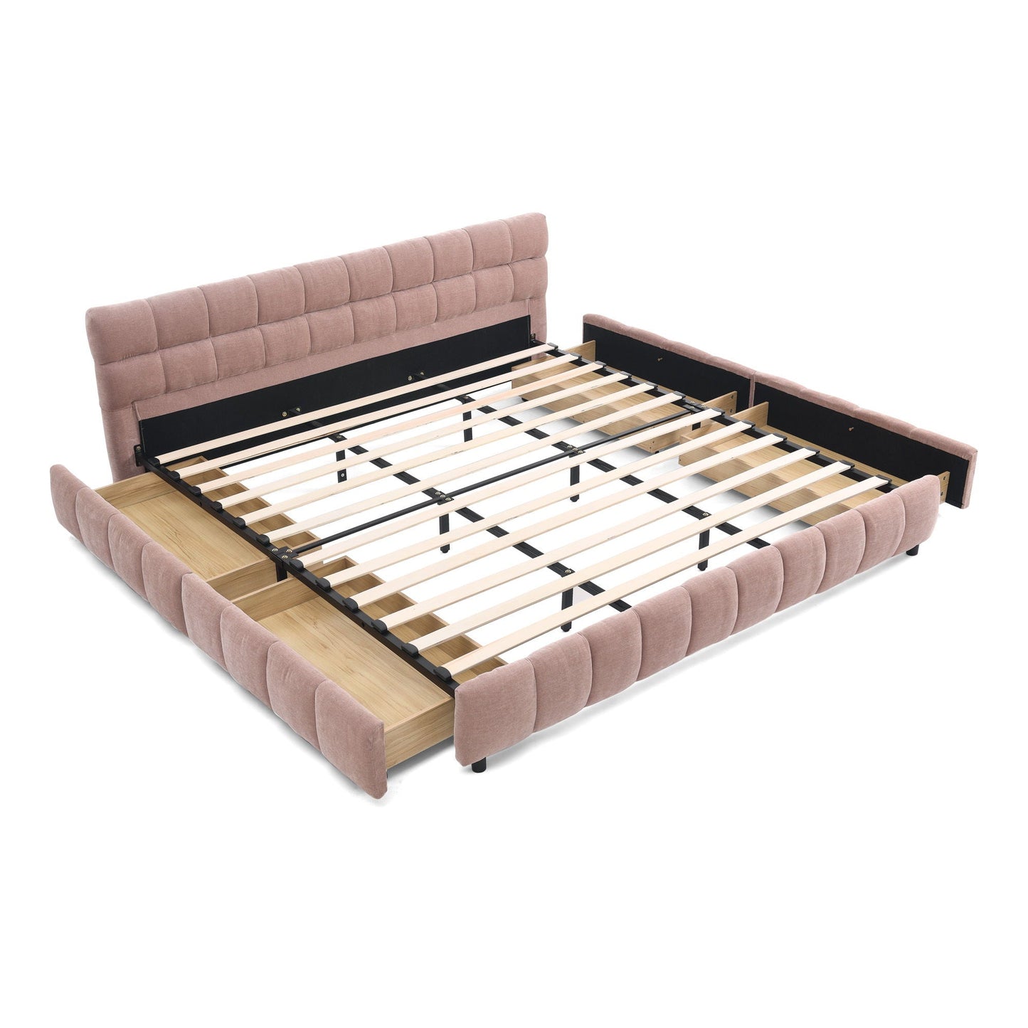 Modern Platform Bed and Thick Fabric Headboard