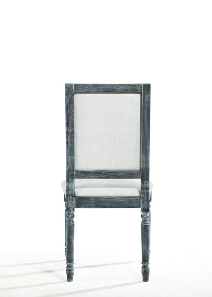 Weathered Side Chair with Cream Linen Upholstery by HouseOfZazla, blue-gray wood frame for kids on Tampa Home & Garden Store
