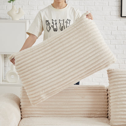 Minimalist Corduroy Sofa Bed and Throw Pillows