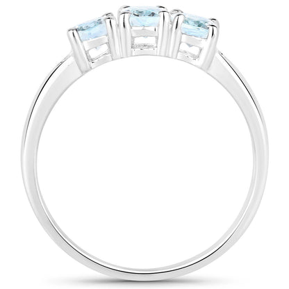 0.95ct Aquamarine and White Diamond Ring in Sterling Silver, baguette aquamarine Bids.com on Tampa Home & Garden Store