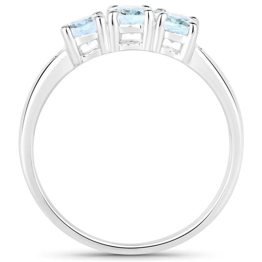0.95ct Aquamarine and White Diamond Ring in Sterling Silver, baguette aquamarine Bids.com on Tampa Home & Garden Store