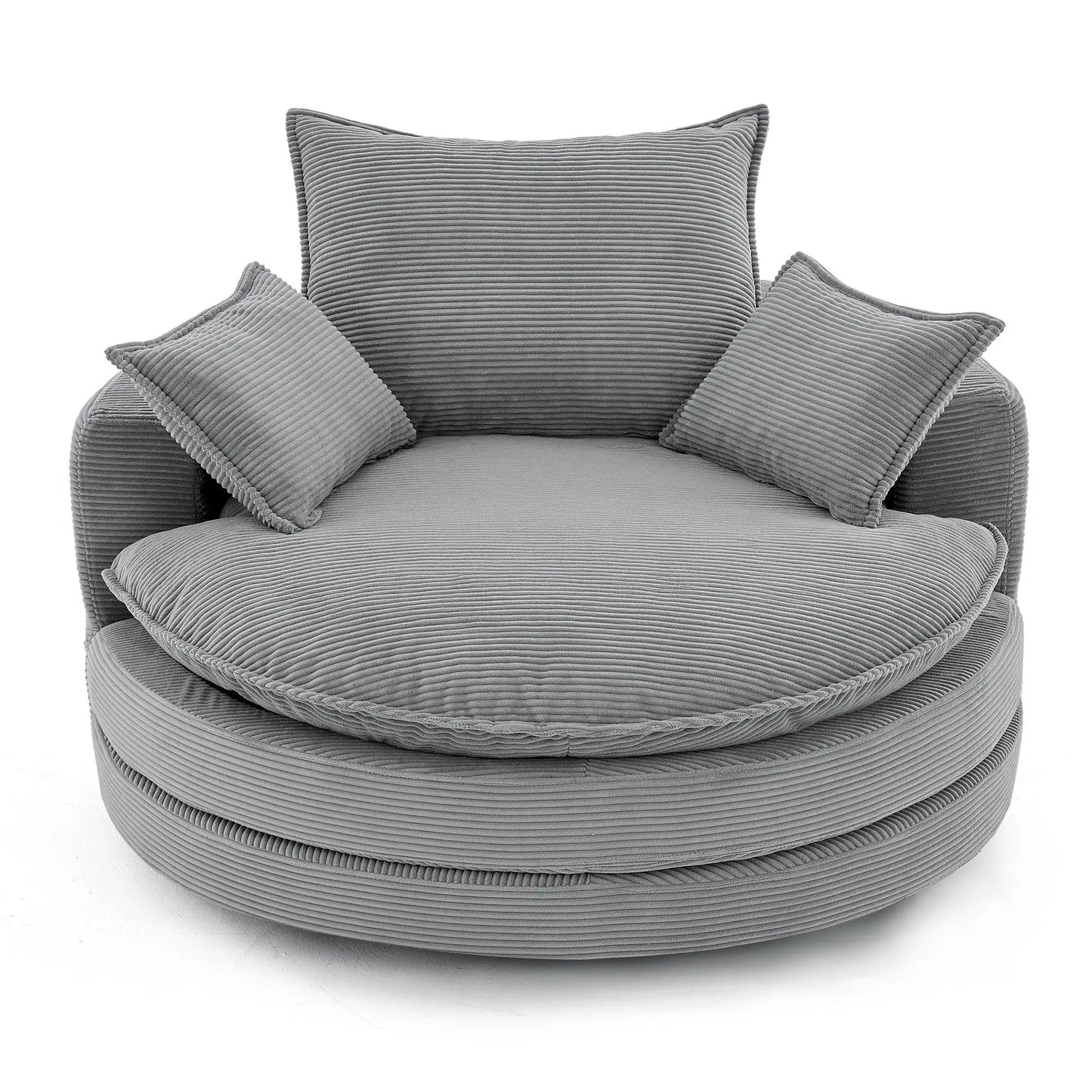 360 Degree Swivel Barrel Chair with Dual Cushions