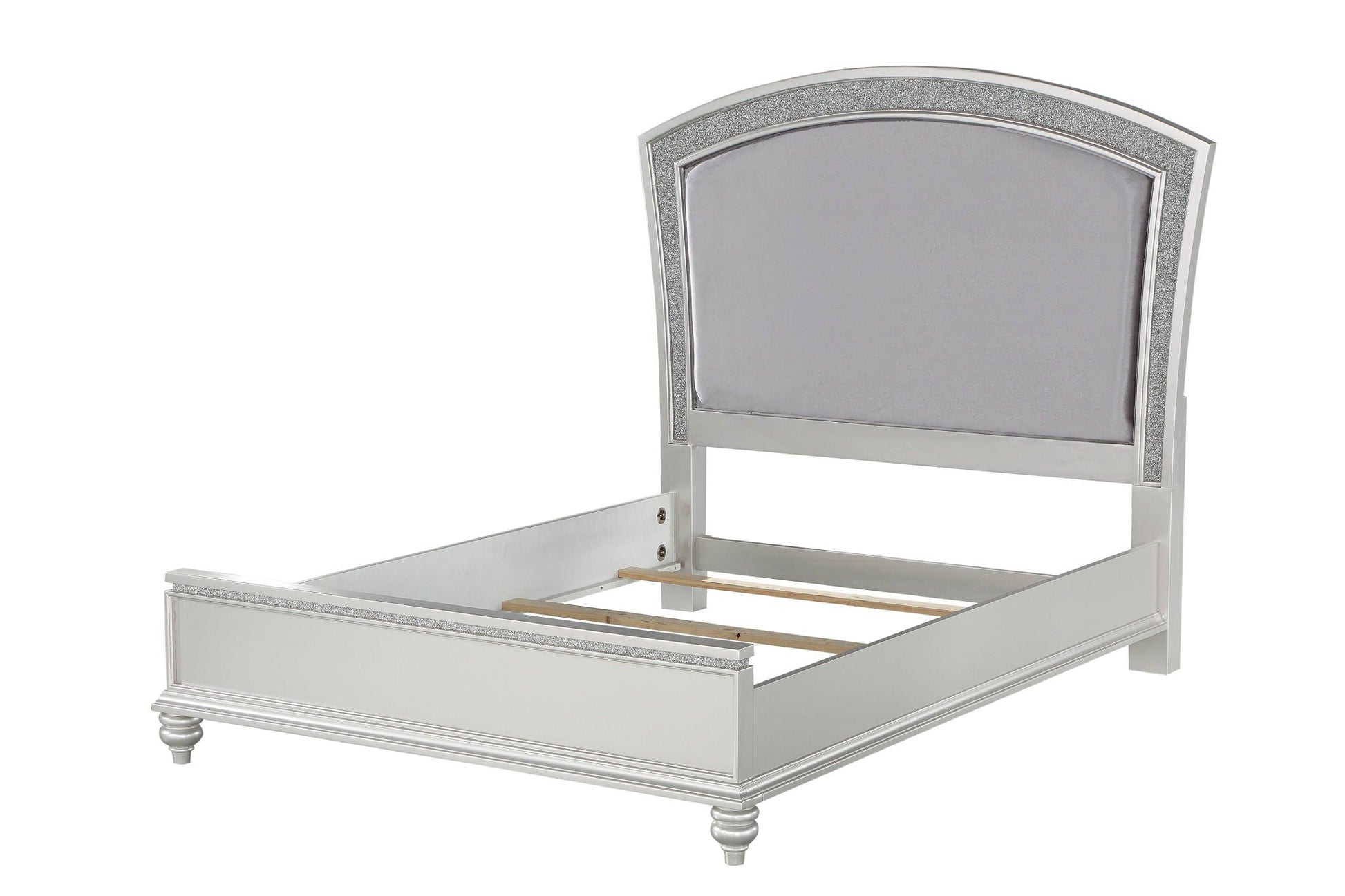 Maverick Panel Bed by HouseOfZazla, frame with glitter trim and upholstered headboard on Tampa Home & Garden Store