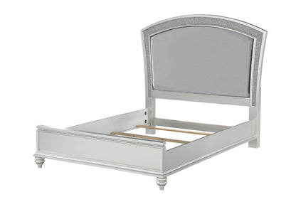 Maverick Panel Bed by HouseOfZazla, frame with glitter trim and upholstered headboard on Tampa Home & Garden Store