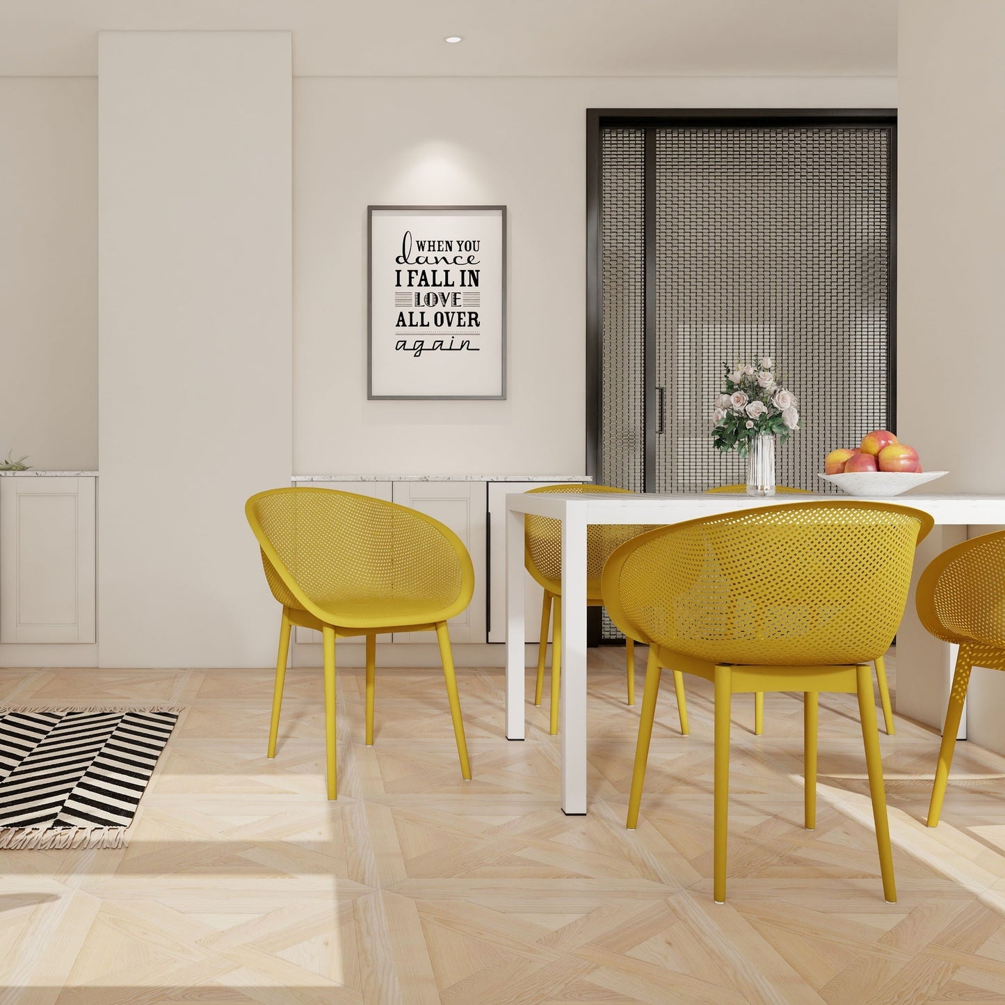 2 Piece Durable Single Chair With Hollow Out Design yellow perforated back chairs HouseOfZazla on Tampa Home & Garden Store