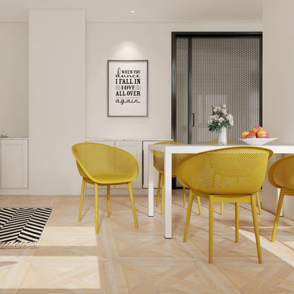 2 Piece Durable Single Chair With Hollow Out Design yellow perforated back chairs HouseOfZazla on Tampa Home & Garden Store