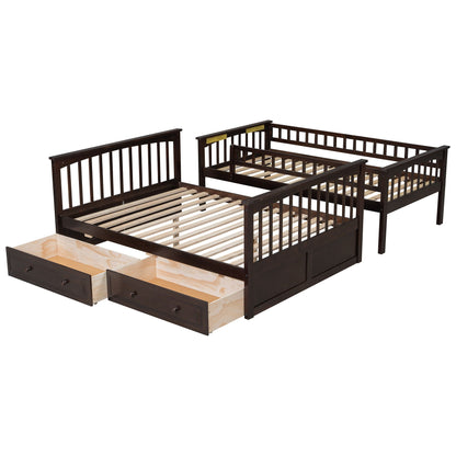 Bunk Bed With Drawers HouseOfZazla dark brown wood storage with under-bed drawers on Tampa Home & Garden Store