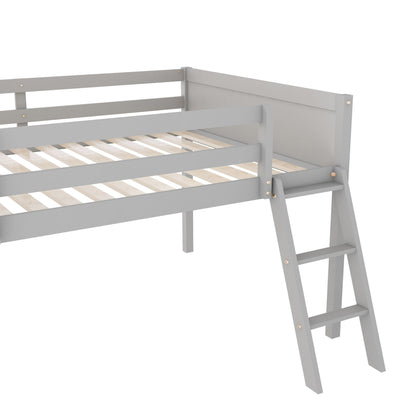 Low Loft Bed With Adjustable Ladder gray wooden frame by HouseOfZazla on Tampa Home & Garden Store