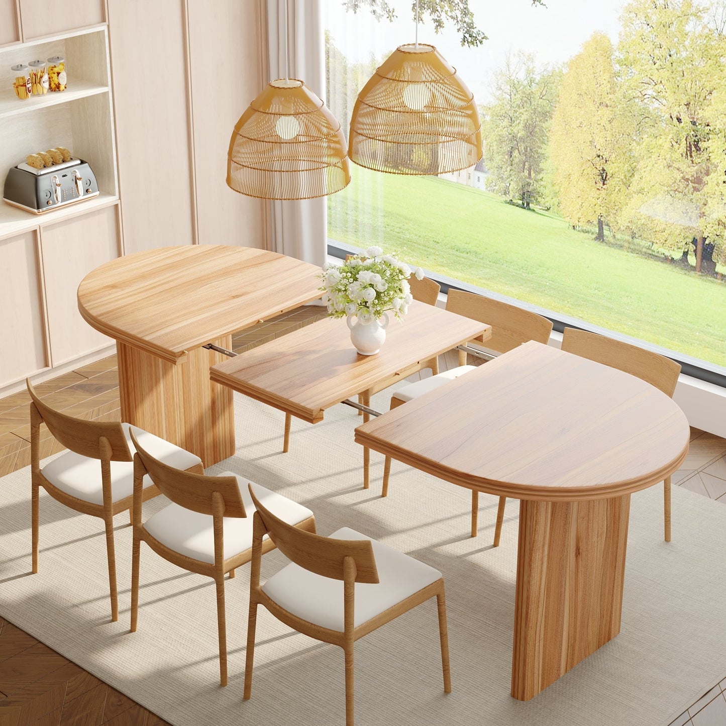 Modern Extendable Dining Table with Removable Extension Leaves in oak HouseOfZazla on Tampa Home & Garden Store