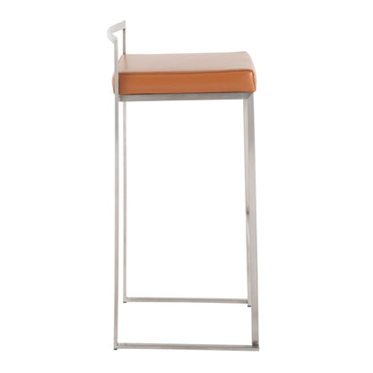 Contemporary stackable barstool with padded tan seat and metal frame by HouseOfZazla on Tampa Home & Garden Store