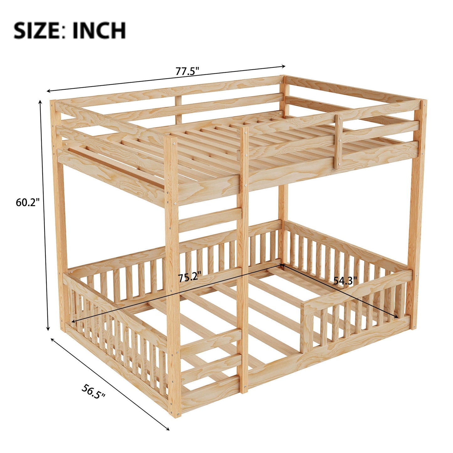Stylish bunk bed with ladder and guardrails in natural wood by HouseOfZazla on Tampa Home & Garden Store