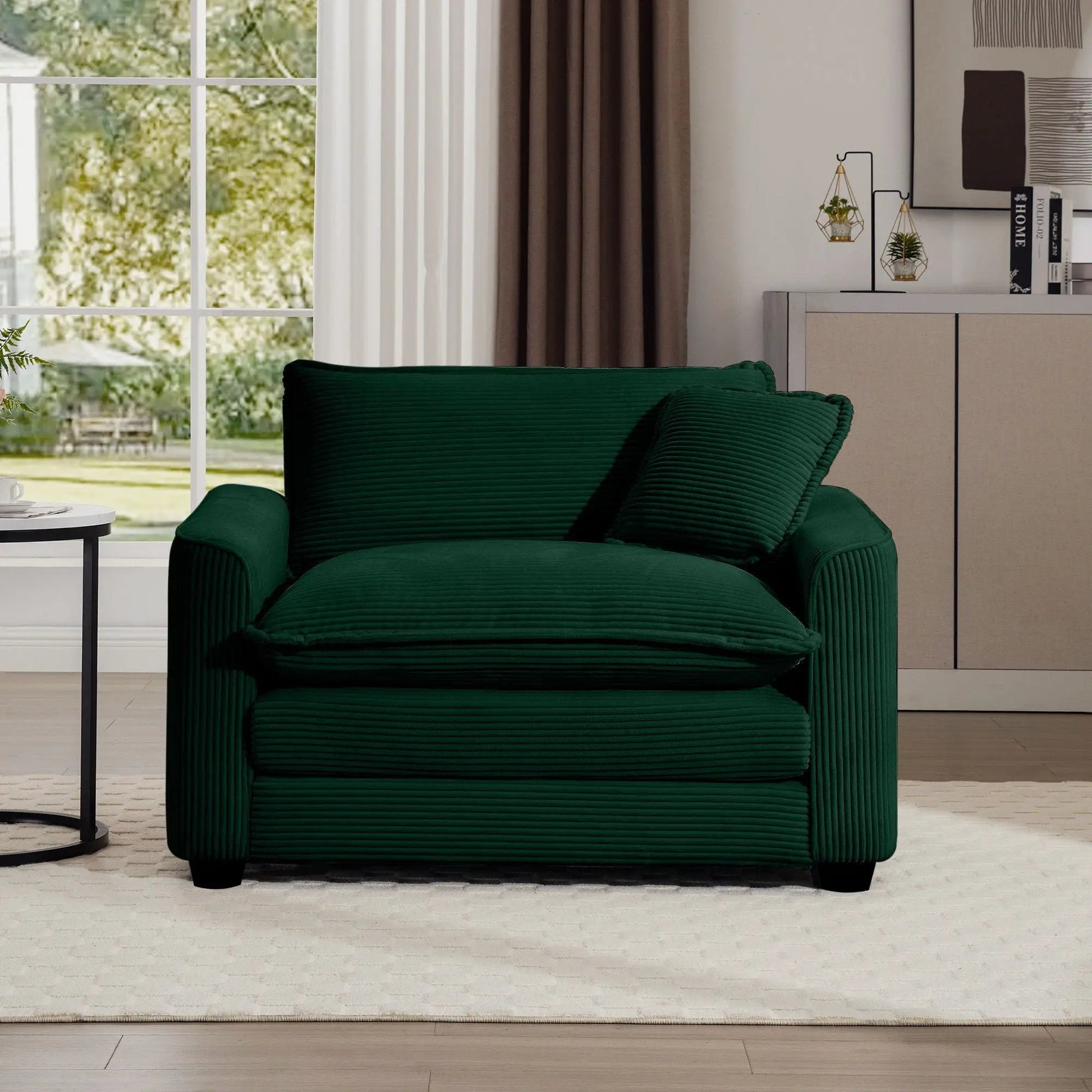 Modern Classic Fabric Single Chair Deep Seat with Pillow in dark green velvet by Unique Piece Furniture on Tampa Home & Garden Store