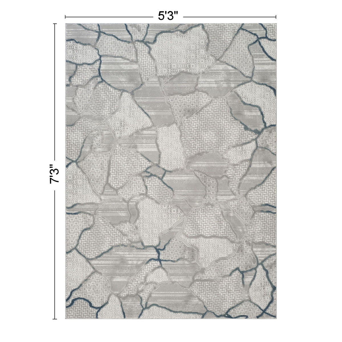 Modern Geometric Area Rug gray and ivory with fractured tile pattern on Tampa Home & Garden Store