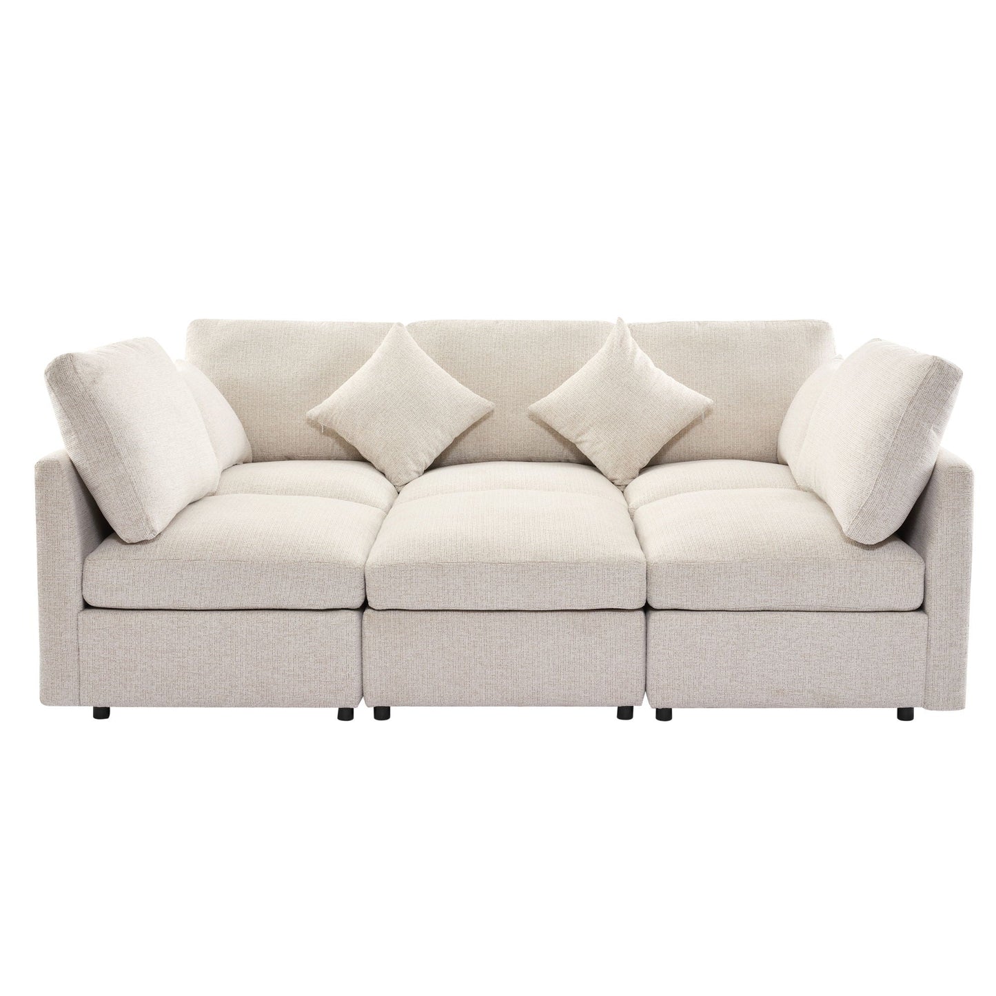 Sectional sofa modular U-shaped with ottoman and USB ports beige fabric HouseOfZazla 2pc set on Tampa Home & Garden Store