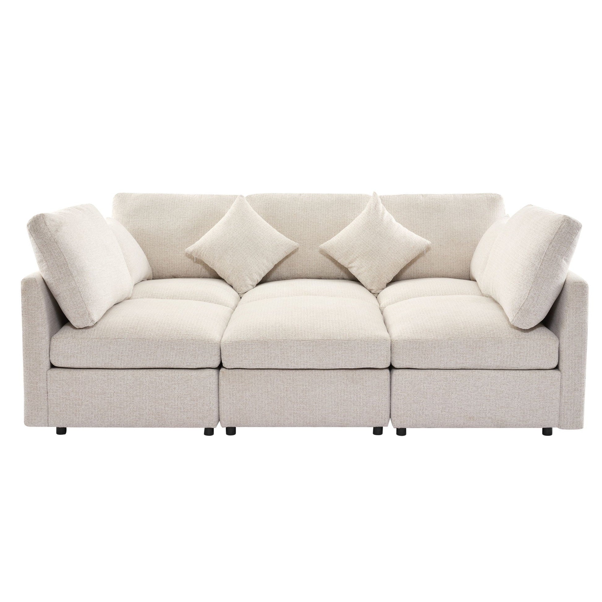 Sectional sofa modular U-shaped with ottoman and USB ports beige fabric HouseOfZazla 2pc set on Tampa Home & Garden Store