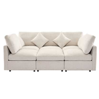 Sectional sofa modular U-shaped with ottoman and USB ports beige fabric HouseOfZazla 2pc set on Tampa Home & Garden Store