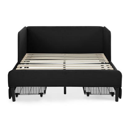 Upholstered Platform Sofa Bed with Drawers
