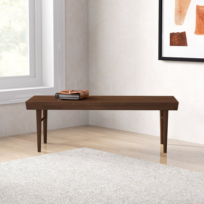 Dark brown wood accent bench Mia by HouseOfZazla with solid wood frame in a minimalist entryway on Tampa Home & Garden Store