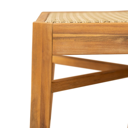 Netro acacia wood outdoor dining chair with light brown wicker by HouseOfZazla on Tampa Home & Garden Store
