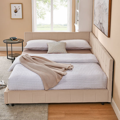 Mid Century Storage Upholstered Tufted Bed Frame