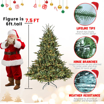 5FT Full-Bodied Pre-Lit Evergreen Christmas Tree by HouseOfZazla with hinged branches on Tampa Home & Garden Store