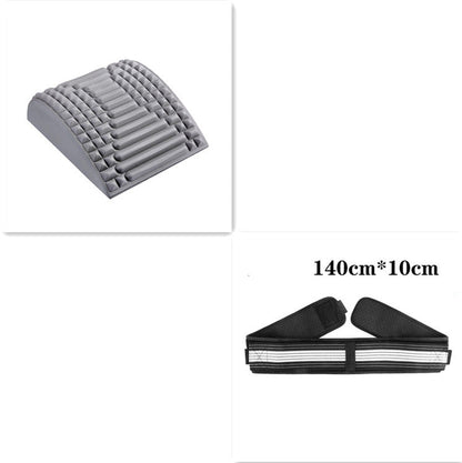 Perfecsy back stretcher pillow with neck and lumbar support, gray ribbed foam; 140cm×10cm strap belt on Tampa Home & Garden Store